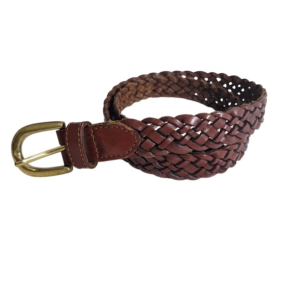 Ralph Lauren Accessories - Ralph Lauren Braided Leather Belt in Brown with Gold Buckle